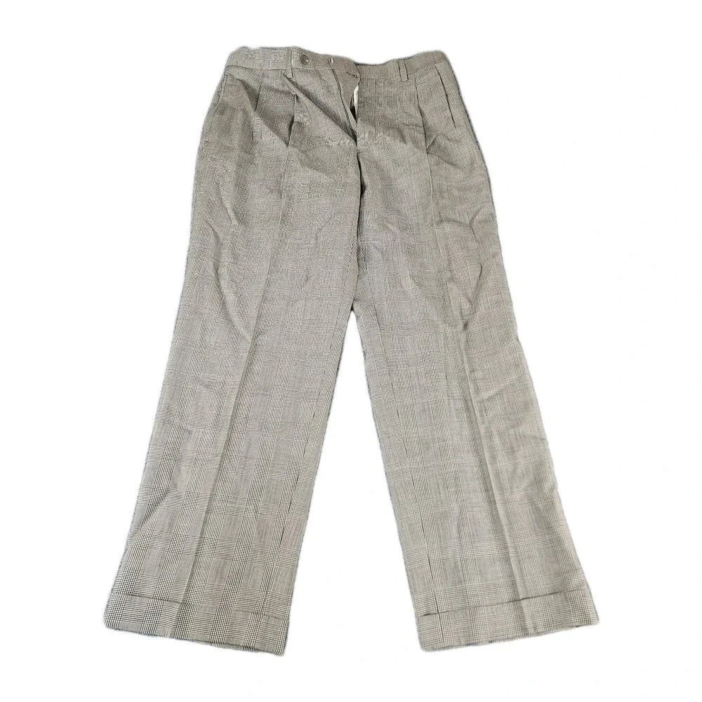 Lauren Ralph Lauren Pants Mens 33x30 Gray Plaid Dress Pants Classic Pleated